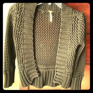 Free People black cropped cardigan sweater